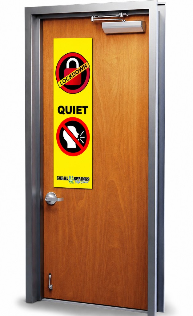 FLIP panel covering a classroom door window